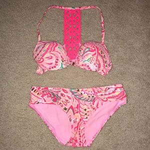 pink patterned bikini